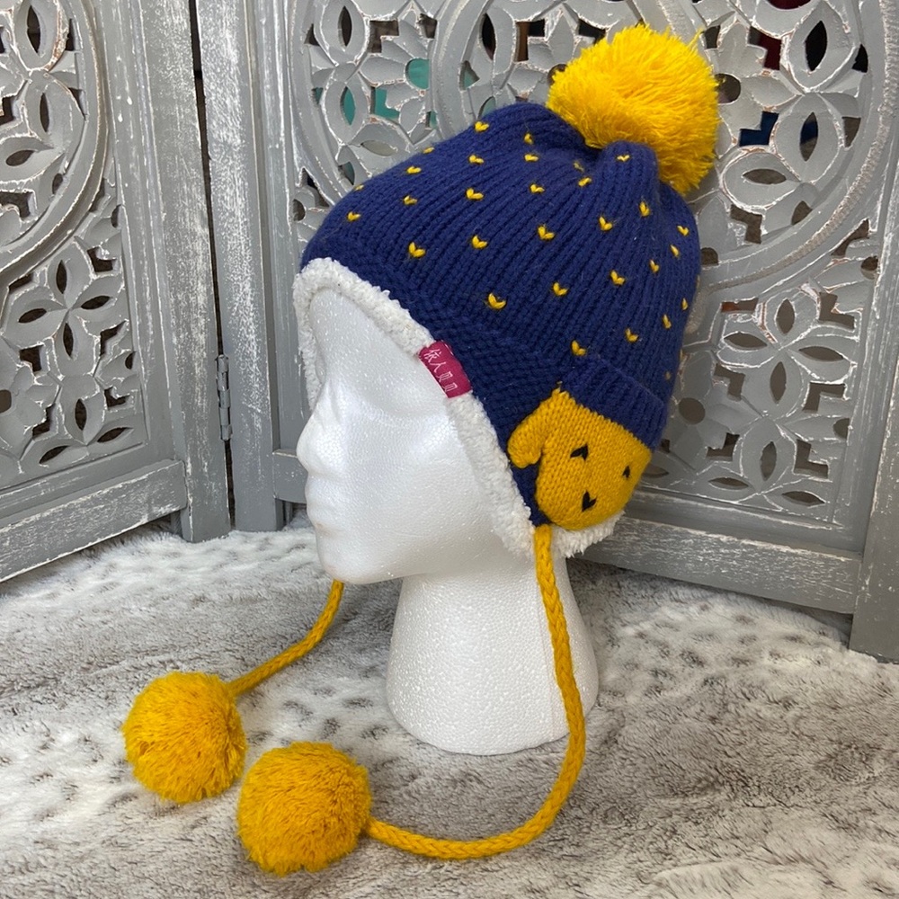 Adorable beanie hat kids OS polka dot hearts faux fur girlhoodcore preschool